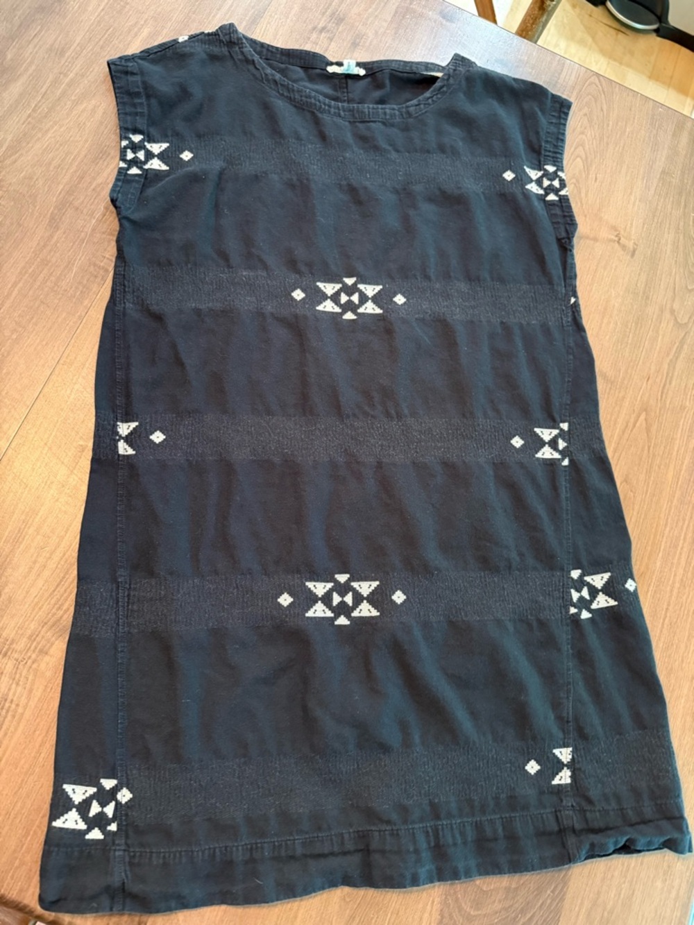 Eileen Fisher Folklore Cotton Jacquard Shift Dress in black.